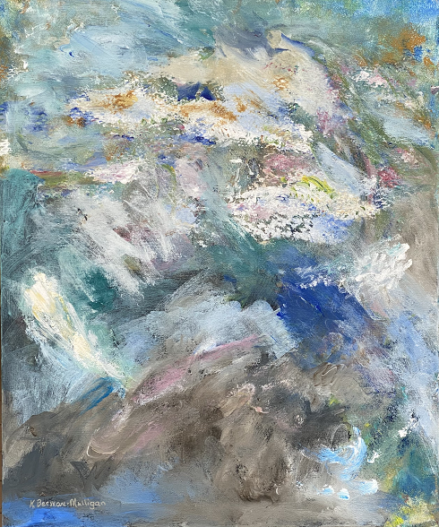 acrylic on canvas painting titled "Blustery Snowfall"